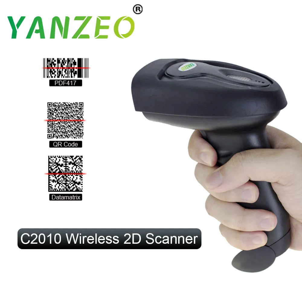 Yanzeo المحمولة USB المحمولة السلكية Wirelress الباركود ماسحة بلوتوث 1D/2D QR الباركود قارئ PDF417 IOS الروبوت باد
