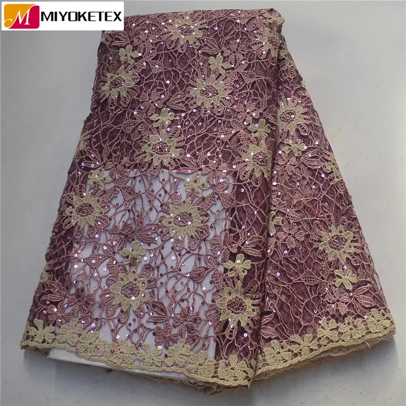 

New arrival African Material Cord Lace Flowers Material French Guipure Lace Fabric With Sequins For Wedding Dresses PSA576-1