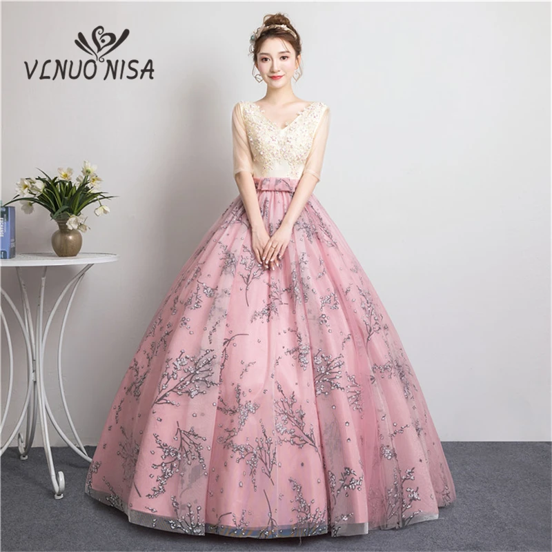 

Robe De Soiree High Grade V-Neck Long Evening Dress Beading Applique Bow Ball Gown Party Prom Solo Performance Host Dress 35