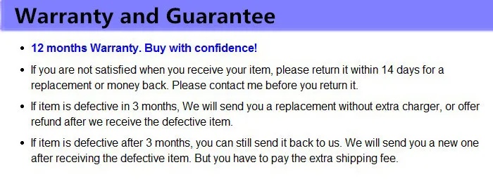Warranty anuarantee