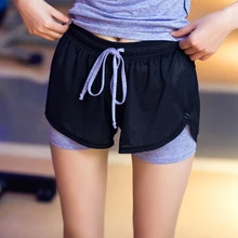 2 в 1 шорты для йоги для женщин в спортивных шортах спортзал был отпущен, быстросохнущие эластичные Шорты Для Бега Фитнес Женская одежда