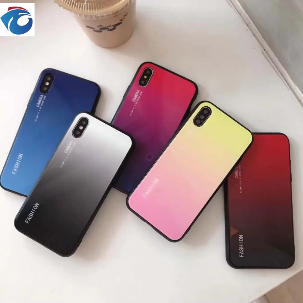HUANQING Luxury Gradient Glass Phone Case For iPhone 8 6 Plus Phone Cover for Apple iPhone 7 6s Plus X XS XS MAX XR Protection Phone case5
