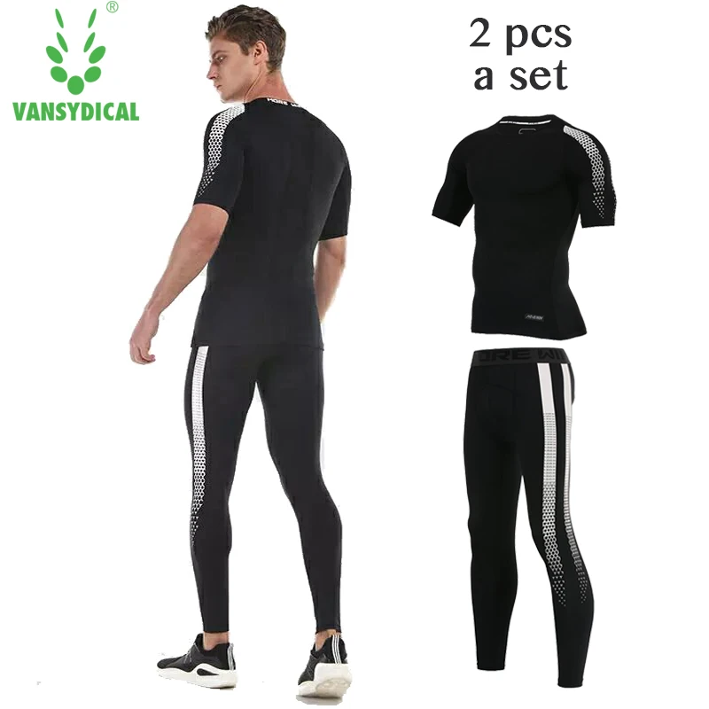 

vansydical Compression Men's Sport Suits Quick Dry Running sets Clothes Sports Joggers Training Gym Fitness Tracksuits Run Set