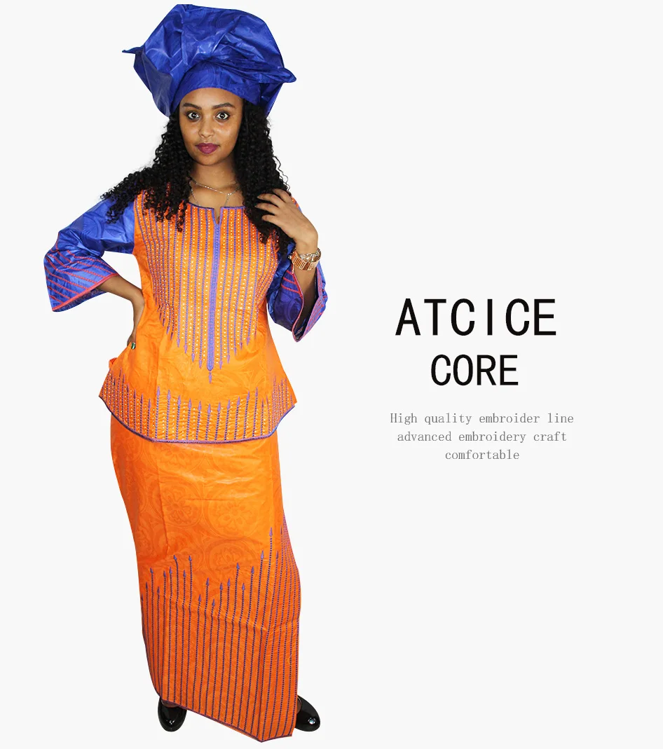 Африканские платья для женщин Африканский модный дизайн Базен вышивка африканская Дашики одежда три шт один комплект DP159