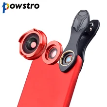 Powstro телефон Камера Оптический Объектив Универсальный 2 в 1 Clip-On 0.6x без искажений Широкий формат объектив 10x макрообъектив для iphone Samsung