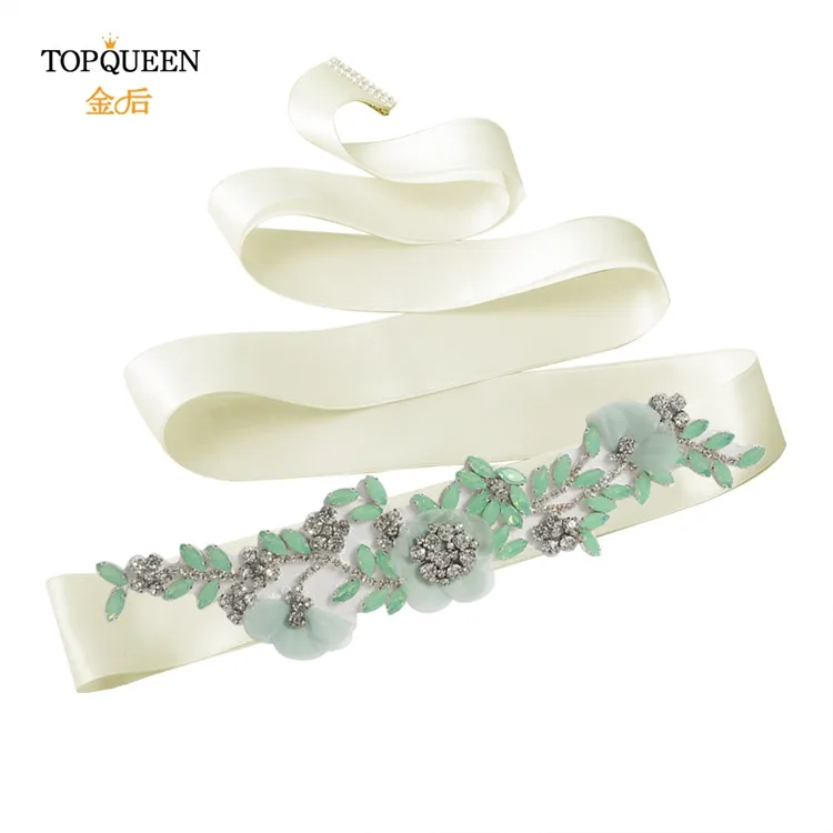 TOPQUEEN S419-G цветочный жемчужный пояс цветочный винтажный свадебный пояс свадебное платье с цветами пояс цветок девушка платье пояс для вечерние - Цвет: Off-white