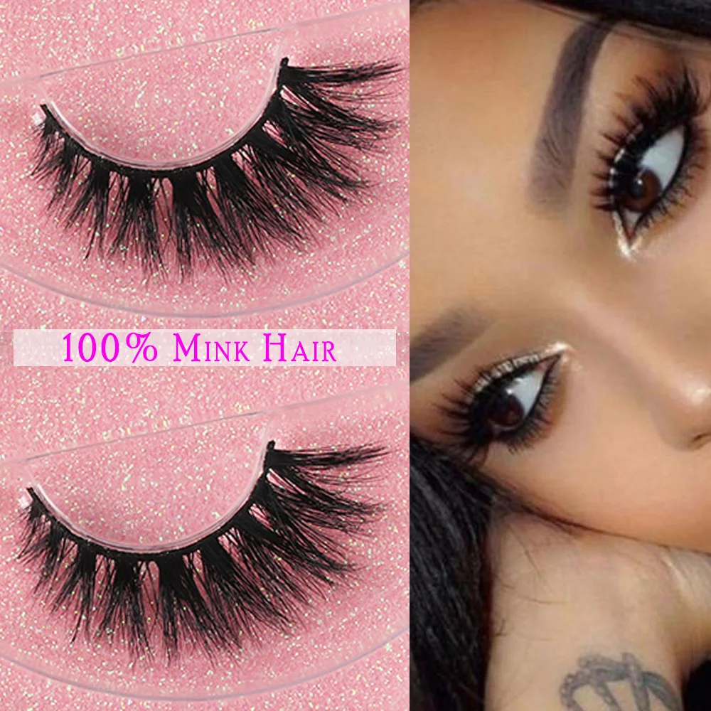 1 Set 3D 100 Mink Hair False Eyelashes Soft Long Fluffy Natural Thick