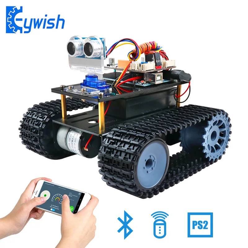 KeywishTank Robot for Arduino UNO R3 Smart Cars Kit APP RC Remote Control Ultrasonic Bluetooth Module Stem Toys for Children Kid