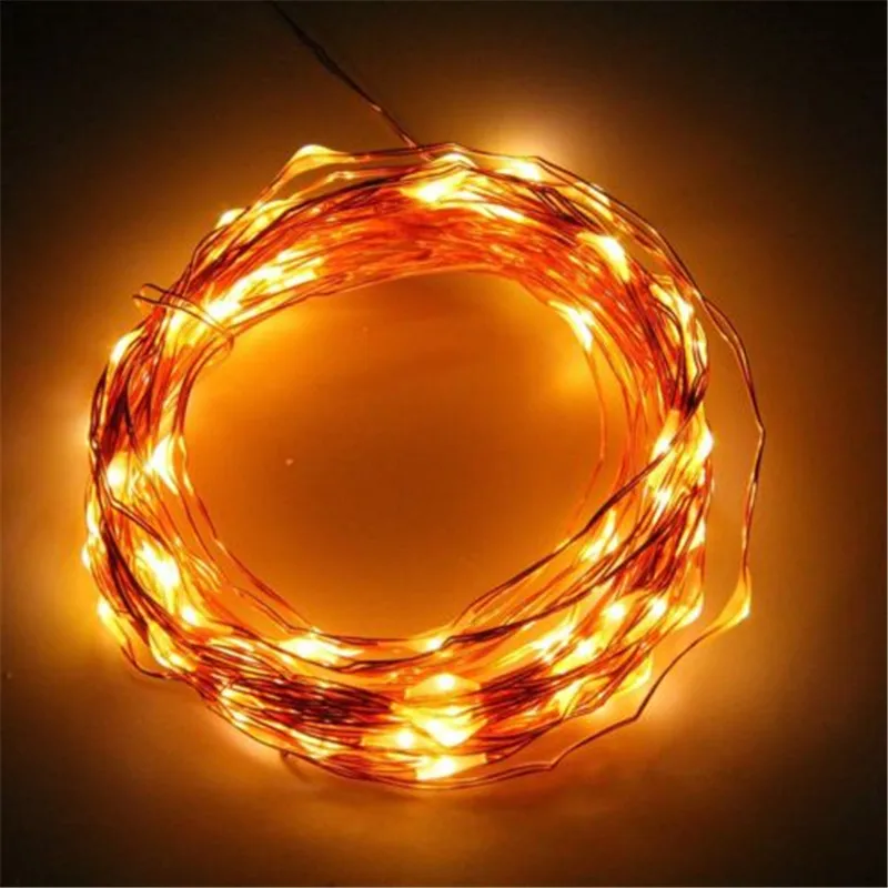 

ECLH 10M 33ft 100 led 3AA battery powered led copper wire string lights for christmas festival wedding party decoration