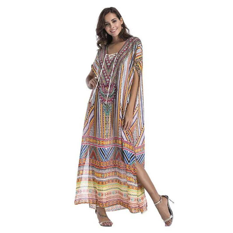 Buy Chiffon Fashion Print Bohemian Long Maxi Dress 