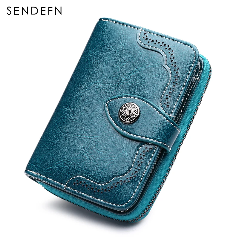 SENDEFN New Wallet Women Purse Brand Coin Purse Zipper Wallet Female Short Wallet Women Split Leather Purse Small Purse