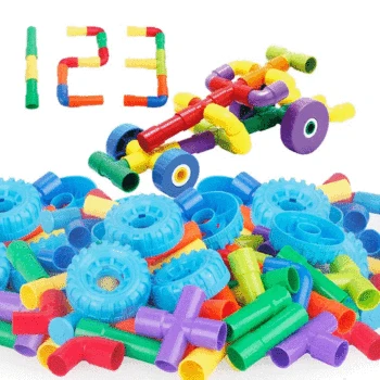 

2018 Colorful Educational Water Pipe Building Blocks Toys For Children DIY Assembling Pipeline Tunnel Block Model Toy For Kids
