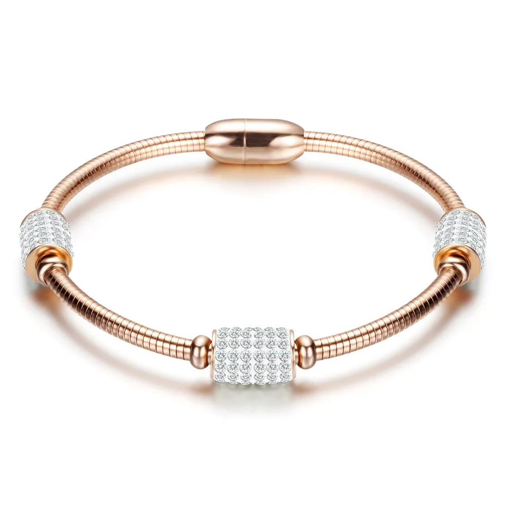 

Fashion Crystal Bangles Rose Gold stainless steel Women Bracelet jewelry pulseiras sieraden brazalete mujer