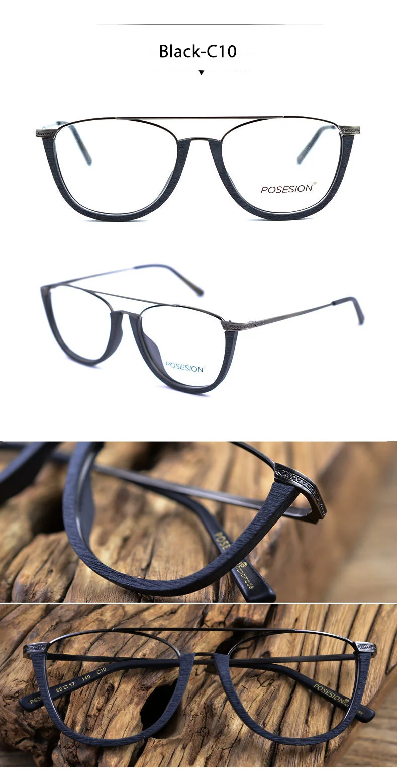 Hdcrafter Round Metal Wood Eyeglasses – FuzWeb