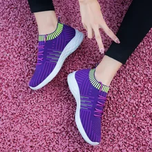 

2018 New Arrival Women Causal Sport Shoes Fly Woven Sneakers Breathable Lightweight Running Girl Shoe Soft Anti-slip Femal Shoes