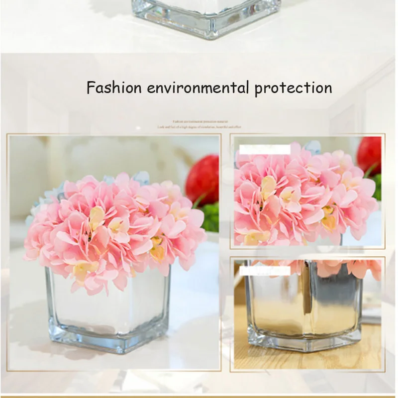 Европейская Современная столешница стеклянная ваза Террариум растение цветочный горшок ваза домашний офисный Декор квадратная ваза