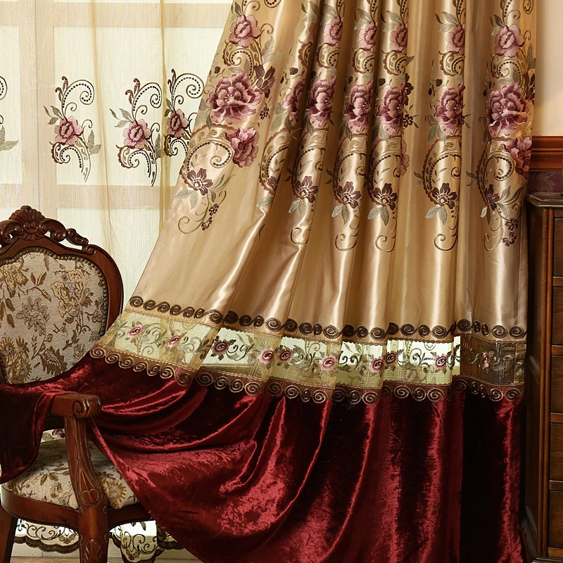 מוצר European luxury velvet stitching embroidered blackout curtains