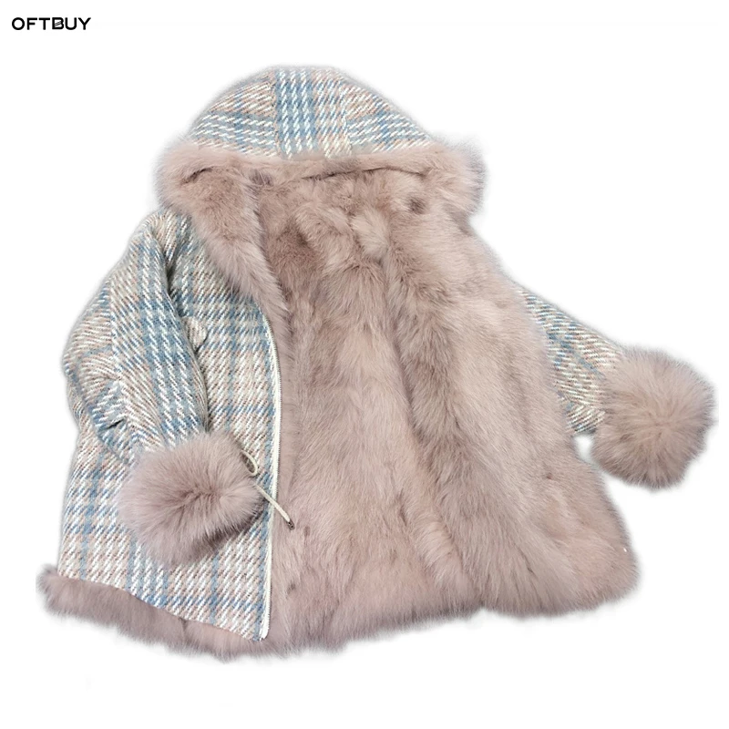 OFTBUY 2019 роскошная зимняя куртка для женщин парка из натурального Лисьего меха