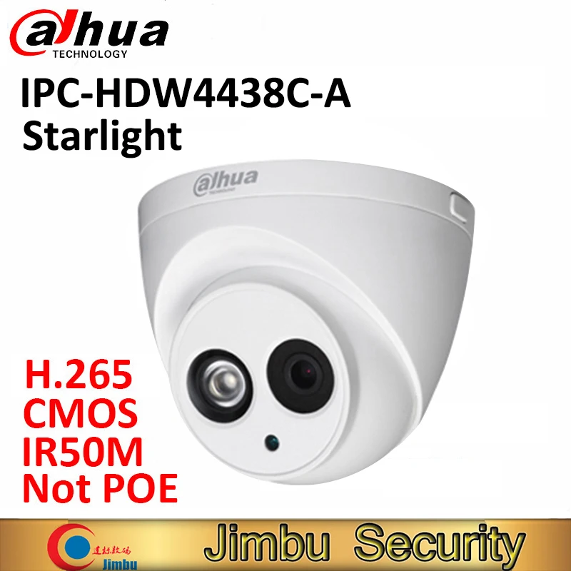 Dahua 4MP starlight купольная камера IPC-HDW4438C-A IP IR50M H.265 Full HD встроенный микрофон CCTV сетевая камера безопасности не POE COMS