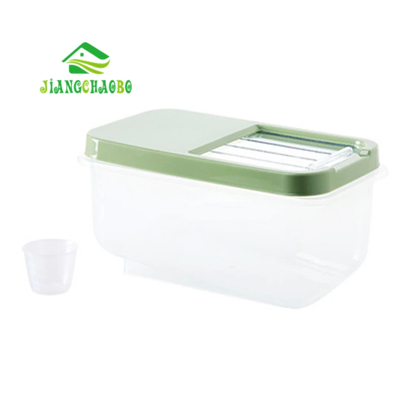 Кухонный органайзер для хранения 10 кг контейнер для хранения зерна коробка для Риса контейнер для зерновых бобов герметичная коробка с мерным стаканом - Цвет: Green