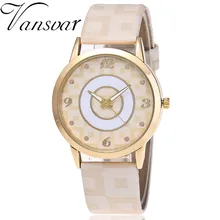 Vansvar Brand Casual PU Leather Strap Quartz Watch Women Fashionalbe Dial Pattern Dress Wristwatch Relogio Feminino 2071