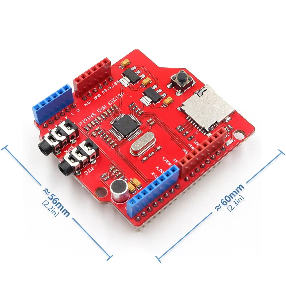 

VS1053 VS1053B Stereo Audio MP3 Player Shield Record Decode Development Board Module With TF Card Slot For Arduino UNO R3 One