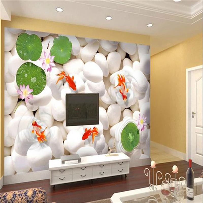 

beibehang Custom wallpaper 3d stereoscopic lotus TV backdrop wallpaper living room bedroom murals papel de parede infantil