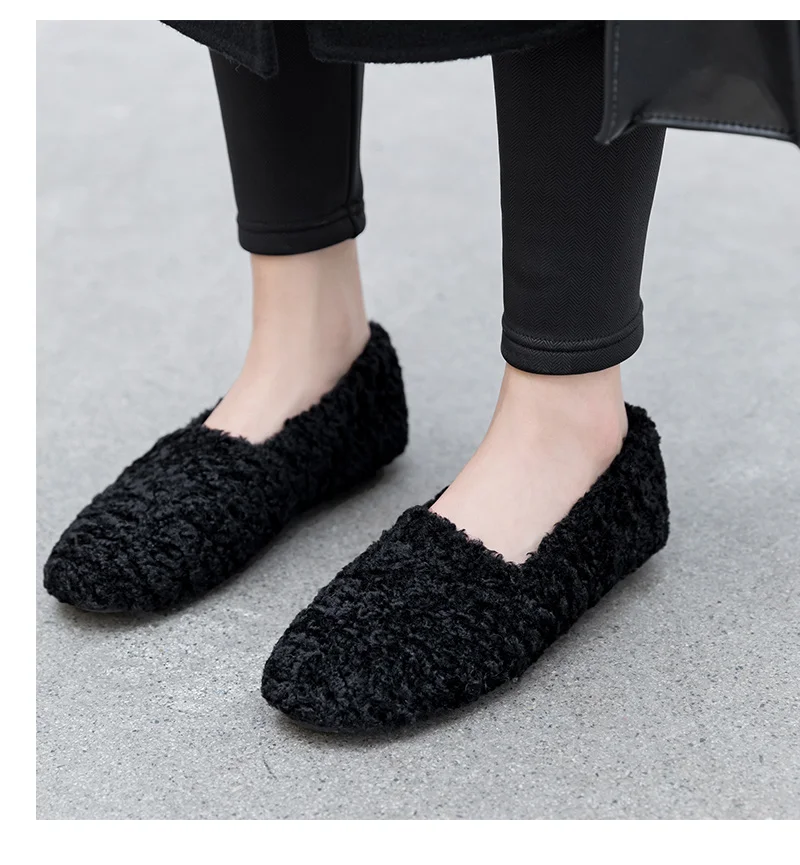 winter women real sheep fur loafers curly furry soft casual flat snow vacation non-slip cute young ladies luxury fashion shoes