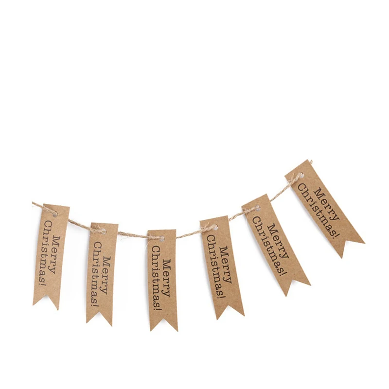 100Pcs Merry Christmas Happy New Year Hang tag Kraft Paper Xmas Ornament DIY Home Party Decorations Christmas gift tagging