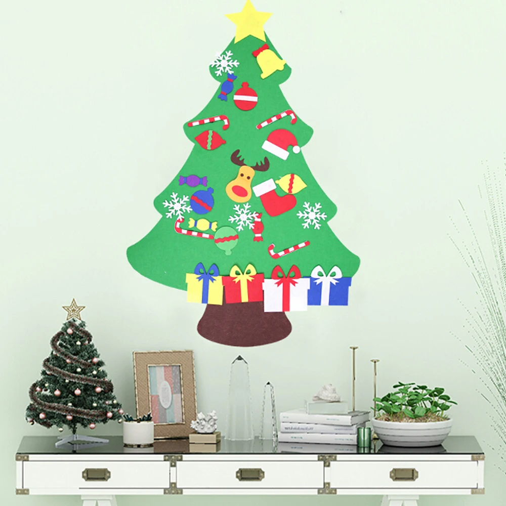 

Kids DIY Felt Christmas Tree with Ornaments Children Christmas Gifts for 2018 New Year Door Wall Hanging Xmas Decoration