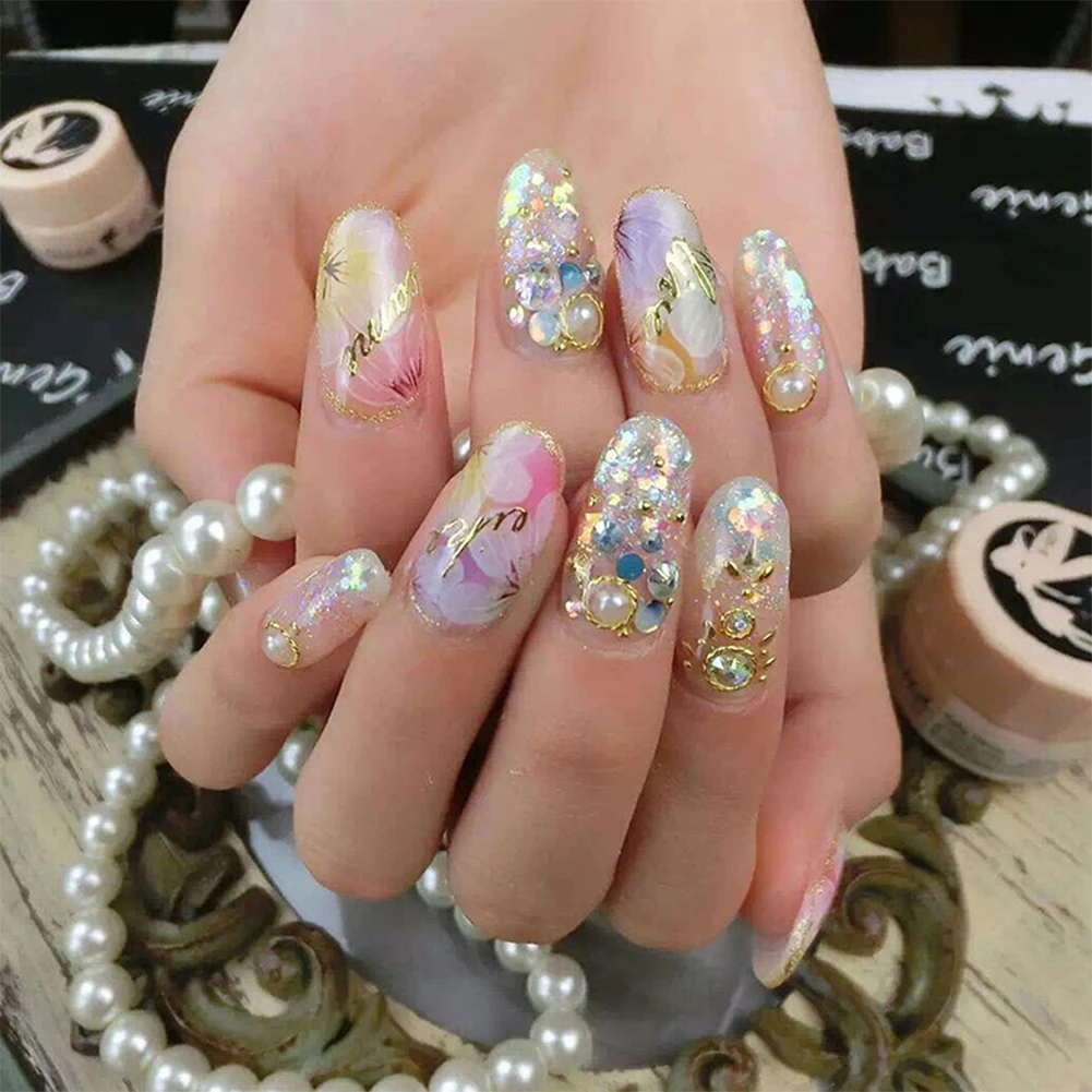 48 Bottles/Set Nail Art Decorations DIY 3D Crystal Nail Art Powder Sequins Glitter Manicure Tips Set Beauty Random Style