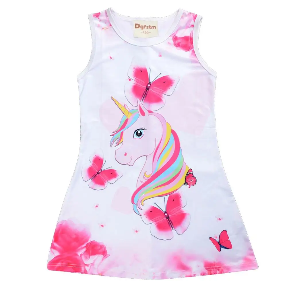 High Quality Unicorn Dress Baby Girls Summer Sleeveless Butterfly Kids Princess Dress For Birthday Christmas Dresses Clothes