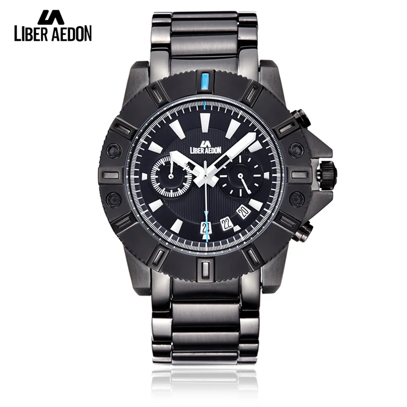 

Liber Aedon Multifunction Sport Men's Watch Stainless Steel Watchband Quartz Watch Top Brand Luxury Wristwatch Gift for Men