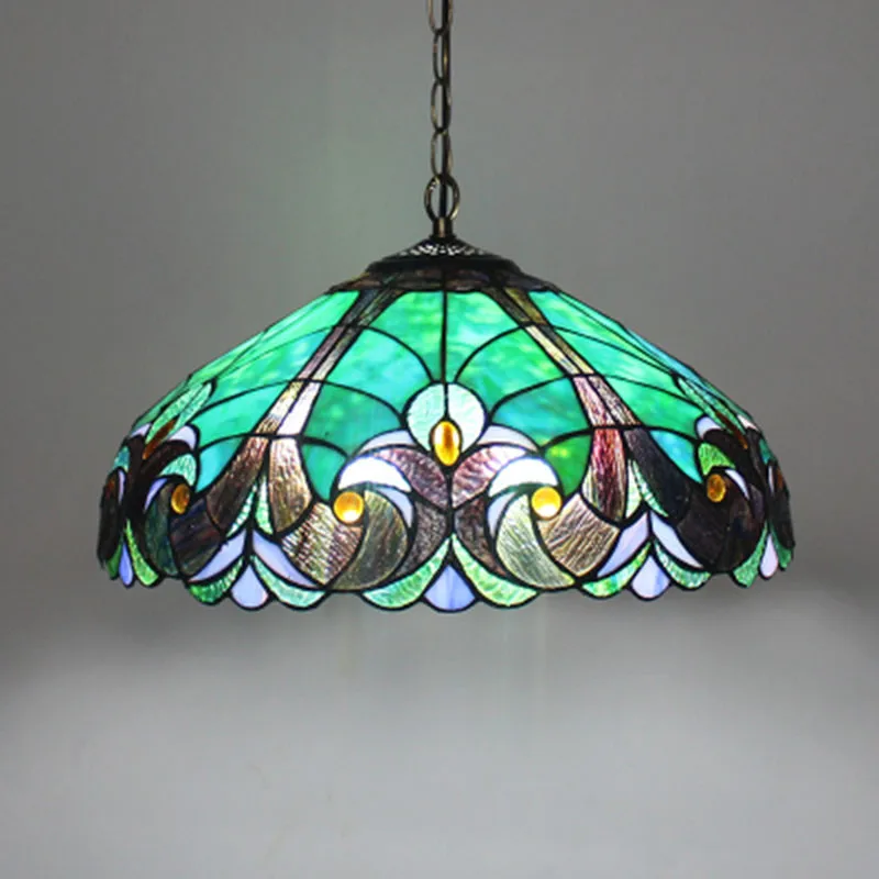 Tiffany Peacock Stained Glass Pendant Lamp1