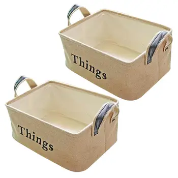 

Jute Storage Basket Household Supplies Portable Storage Desktop With Handles Sundries Box Toys Holder Organizer