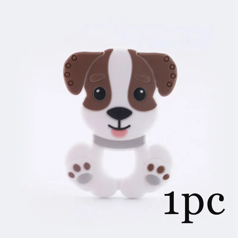 Силиконовый Прорезыватель животных Детский Прорезыватель грызунов BPA Бесплатно Детские Прорезыватели для зубов DIY пустышка цепь силиконовые бусины для младенцев Товары для малышей игрушки - Цвет: 1pc Brown Dog