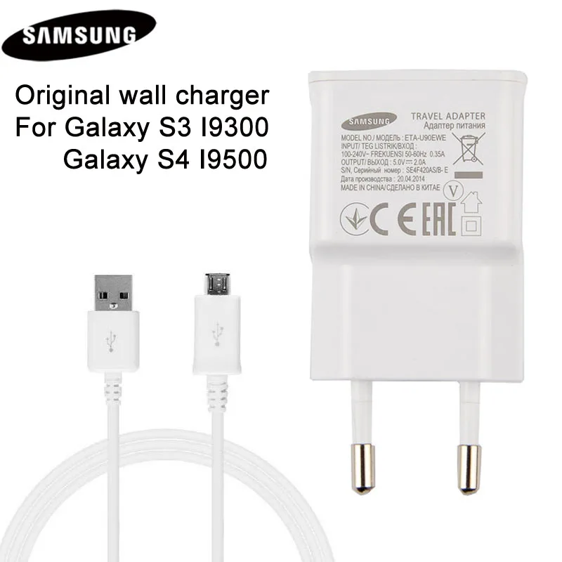 Оригинальное настенное зарядное устройство Micro USB для Samsung N7100 Note2 N7000 A7 A5 A9 C7 S4 mini S5