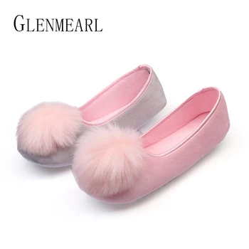 

2019 Hot Sale Women Indoor Shoes Home Slippers Spring Autumn Warm Flannel Soft Sweet Slippers Comfortable Flats Pregnant Shoes45