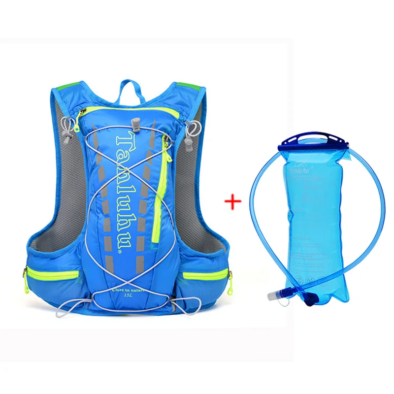 RBP02 15L спортивный жилет для марафона, походный рюкзак для бега, гидратационный рюкзак для скалолазания, бега, походный велосипедный рюкзак - Цвет: blue with water bag