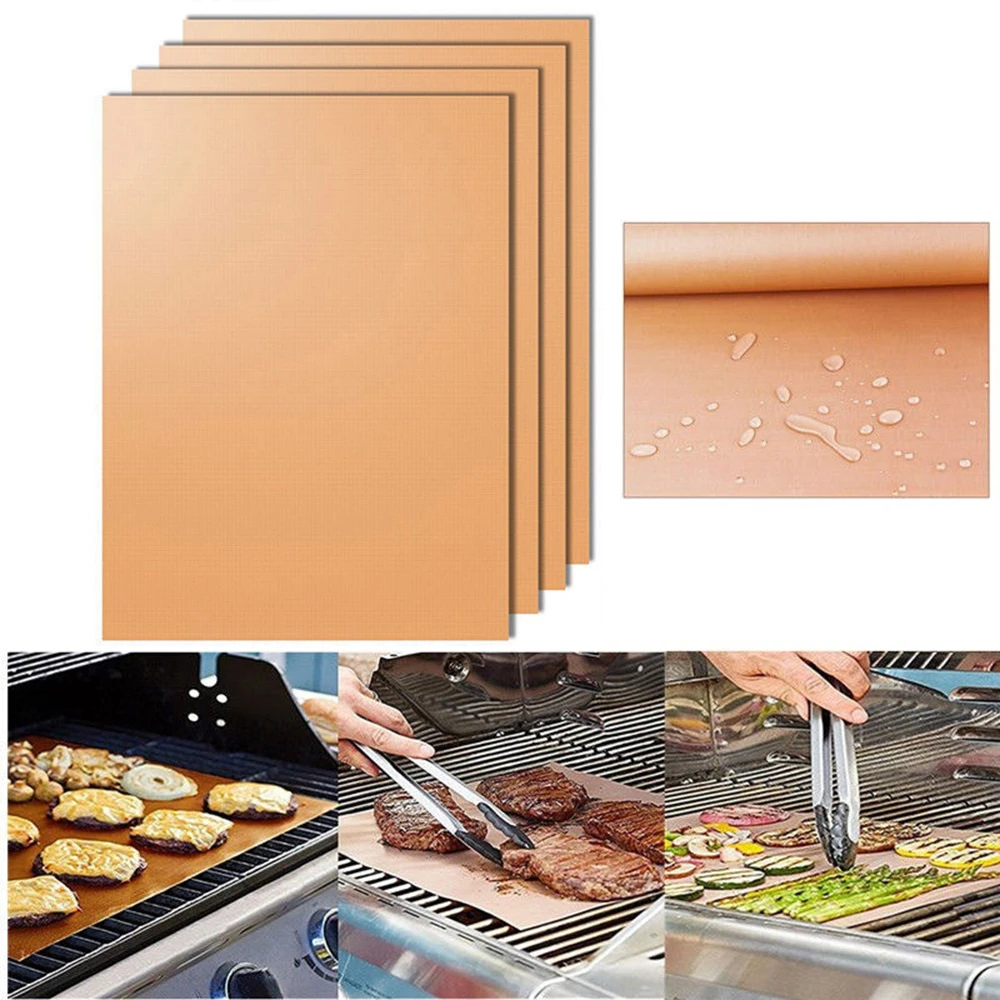 40*60cm Waterproof Reusable BBQ Grill Mat Nonstick Kitchen Copper Chef