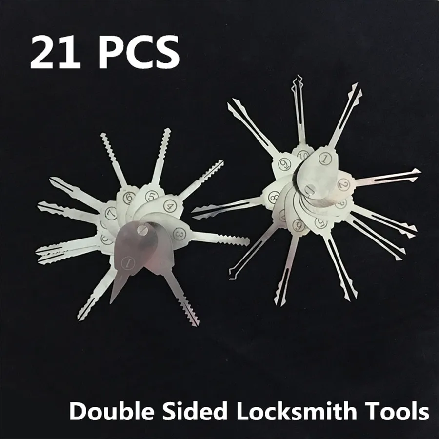 

21Pcs/Set Locksmith SuppliesTool Two Different Type Foldable Double Side Stainless Steel Car Lock Opener Mini Size Easy to Carry
