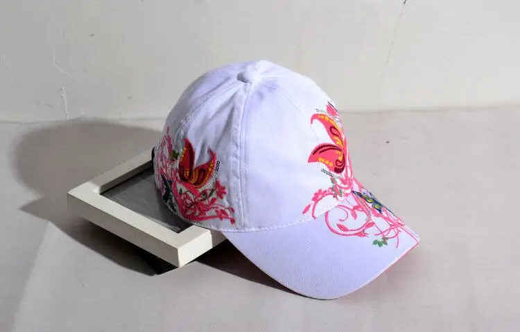 Ymsaid Лето регулируемая бейсболка Бейсбол шапки Для женщин леди цветы бабочки головной убор с вышивкой