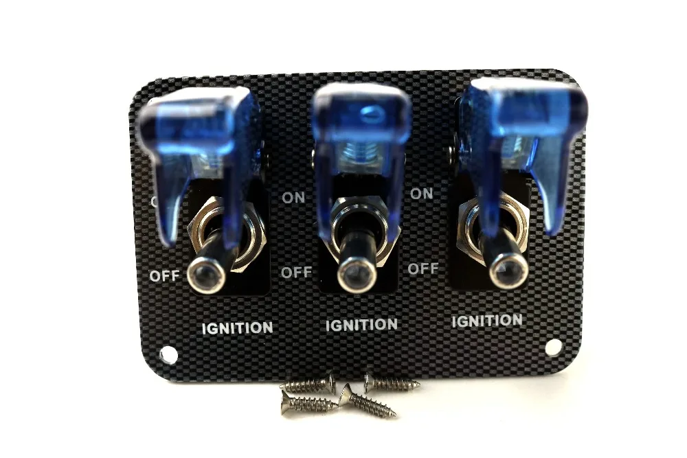 12V Blue LED Safety Cover Aircraft Toggle Switch Carbon Fiber Surface
