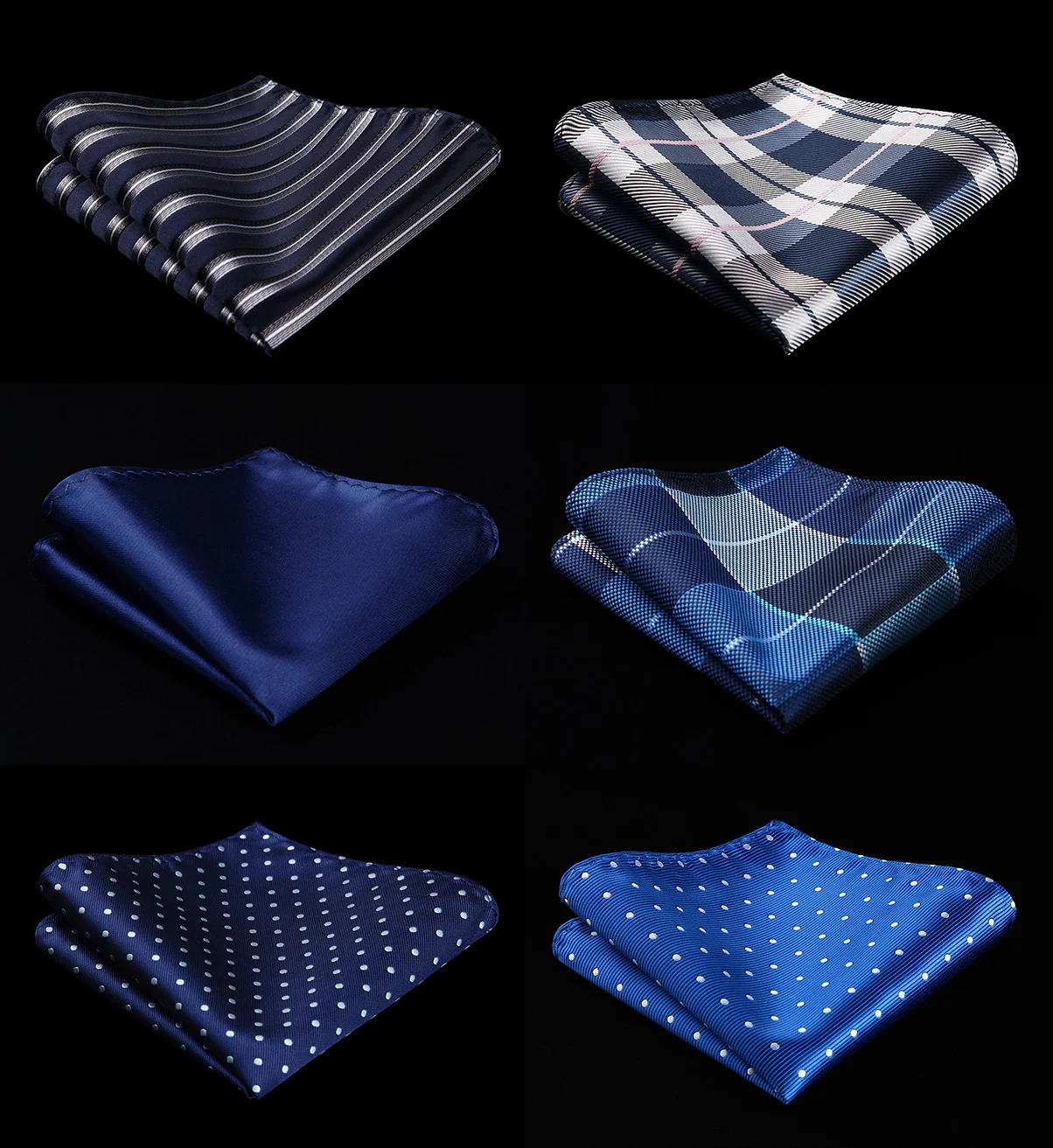 Pocket Square Men Fashion Paisley Polka Dot Floral 6 Pcs 25 x 25 cm Wedding Party Business Handkerc