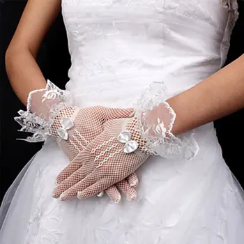 

Fishing net gloves lace white ceremonial robe bow tie gloves etiquette gloves
