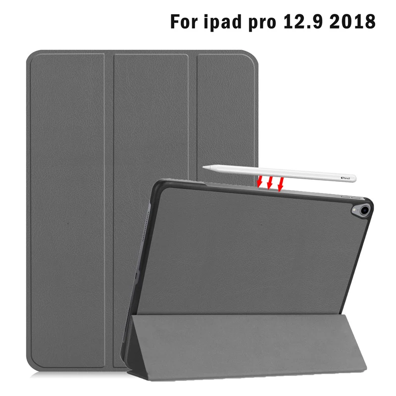 High Quality 2018 Tri fold PU Leather Case for ipad pro 12.9 2018 A1876