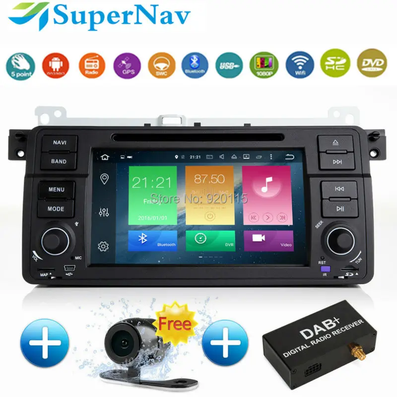 1DIN автомобильный DVD GPS плеер Android 6.0 подходит для BMW E46 M3 X3 Z3 Z4 с Wi-Fi Bluetooth BT dab + Радио