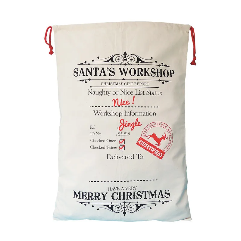 Factory Wholesale New 30pcs/lot Canvas Santa Sacks Santa Bag Christmas Gift Bag Drawstring Xmas ...