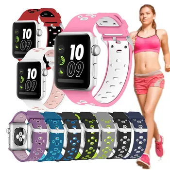 

LisWale 38MM 42MM Band For Apple Watch Watchbands With Light Flexible Breathable Silicone Watch Strap for iWatch Series 3 2 1