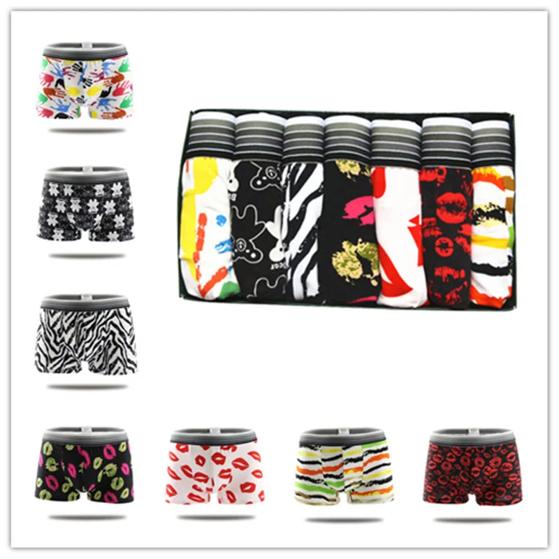 

7pcs/lot Brand Sexy Underwear Men Boxers Shorts Colorful Breathable Interior Homme Underpants